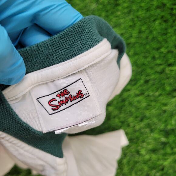 VTG Y2K Simpsons Homer Bowling Tee Single Stitch Boxy Fit Mens L Ringer Collar - Picture 5 of 5